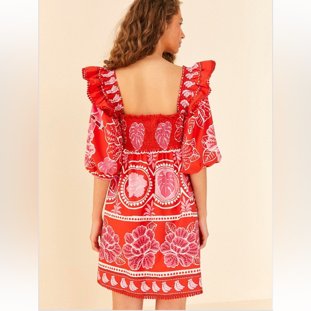 FARM Rio Red Floral Mini Dress - Picture 3 of 16